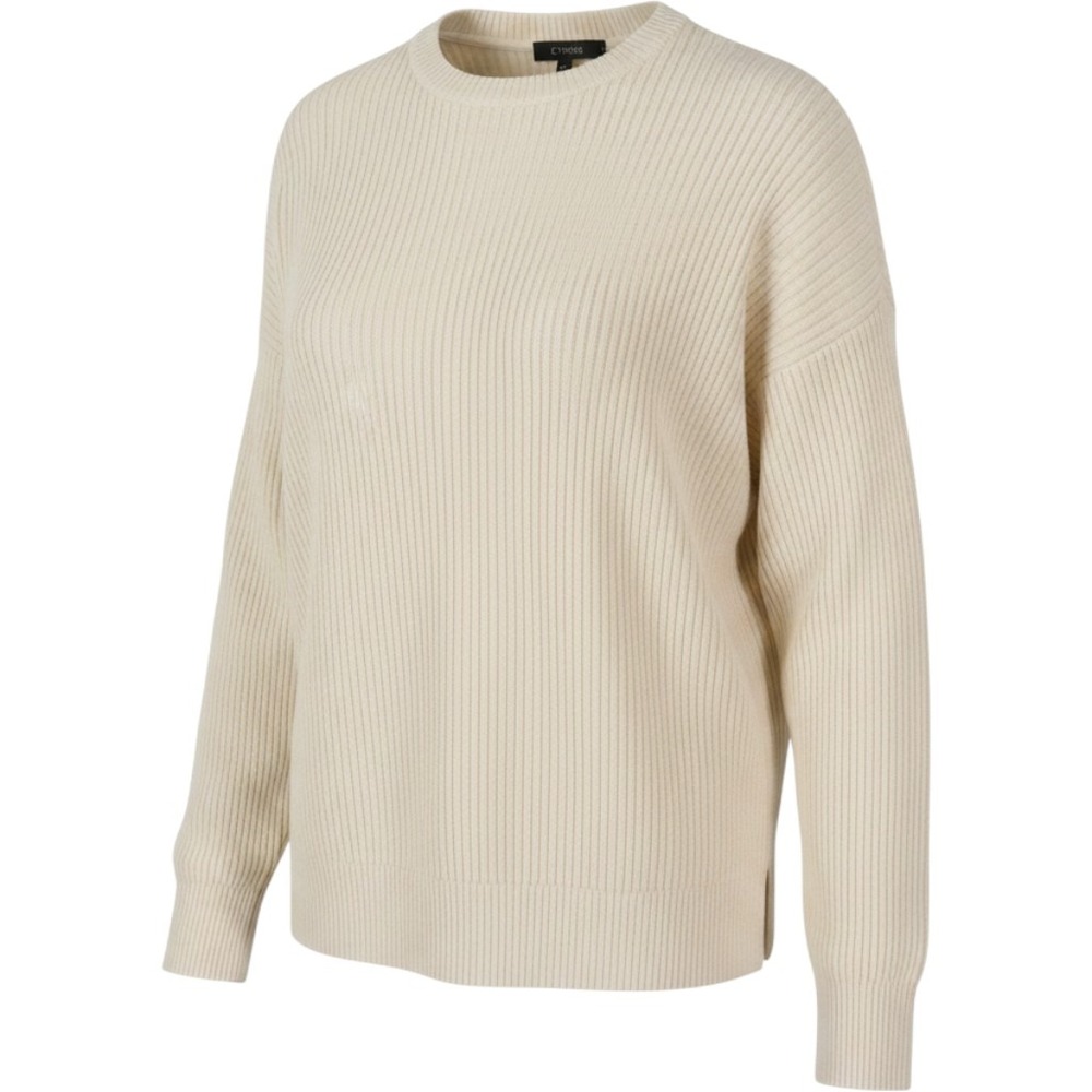 Cyrus New York Cream Mixed Ribbed Knit Crew Neck Sweater C431905F Large NWT